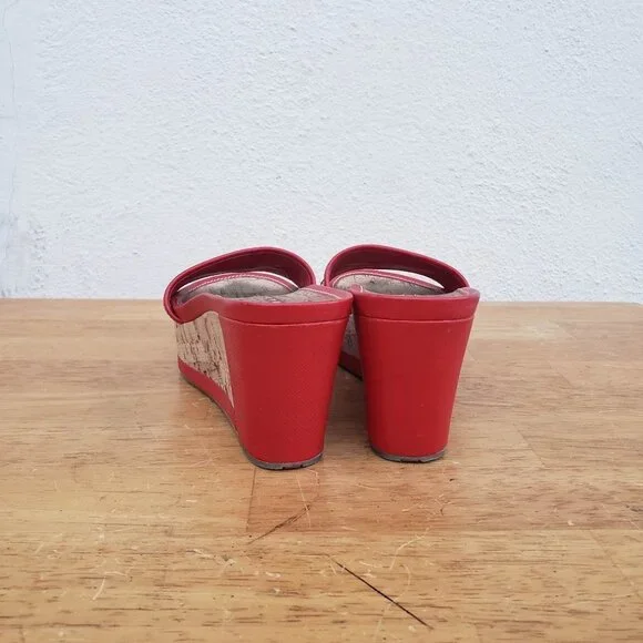 PRADA Y2K Red and Cork Platform Slip On Sandals - Picture 10 of 11